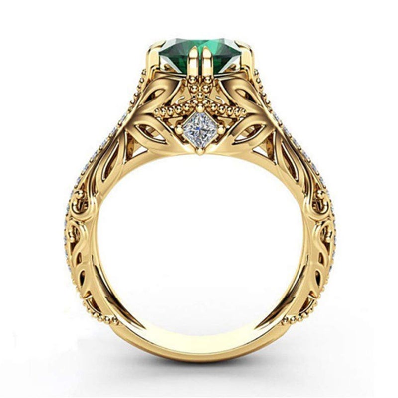 Goldenchen Fashion Jewelry 14k Gold Filled Emerald Diamond Ring Women Anniversary Engagement Wedding Gemstone Ring (8) - Image 3
